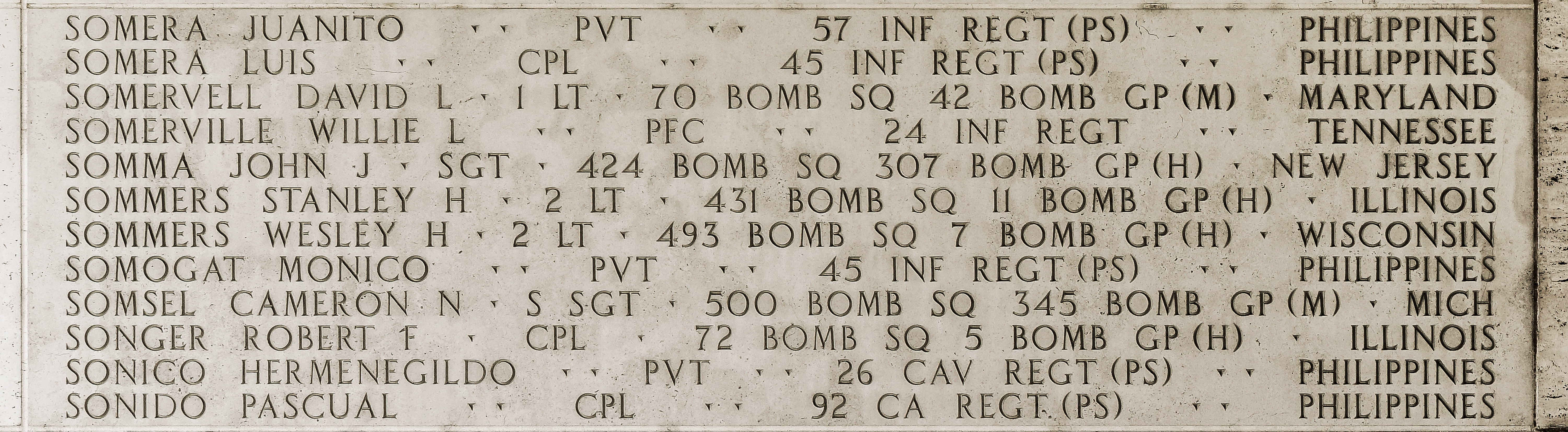 Wesley H. Sommers, Second Lieutenant